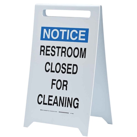 Brady NoticeRestroom Closed For Cleaning, 20 in x 12 in, Rectangle, Plastic, 47251 47251